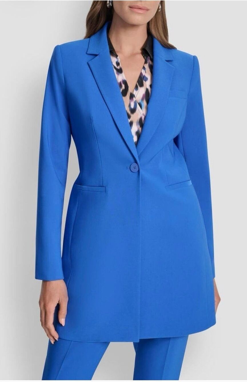 DKNY One Button Longline Blazer Royal Blue Size 10